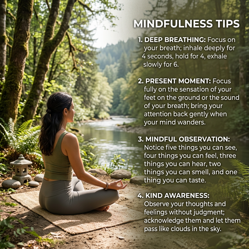 Add provided mindfulness tips text to image